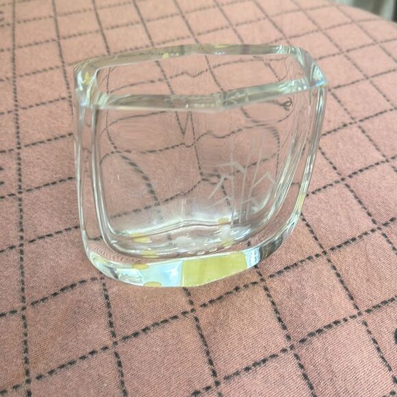 Vintage Signed Kosta Boda Edenfalk Crystal 5” Vase Etched Ducks *Made In Sweden*